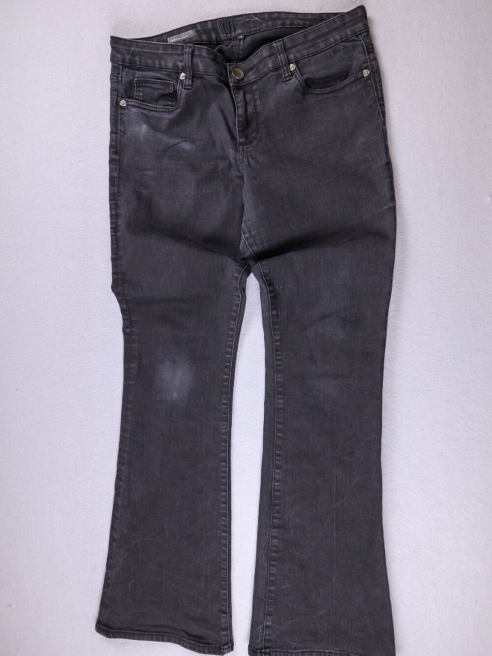 KUT From The Kloth Farrah Baby Bootcut Jeans Womens 12 Faded Black Stretch